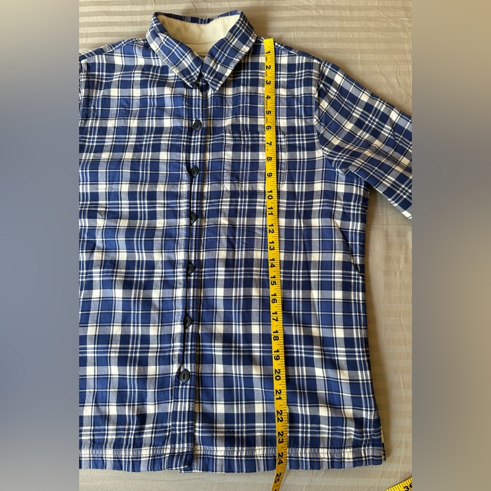 L.L. Bean•women’s Sherpa-lined flannel•XSP•blue & white plaid•100% cotton•fleece - Picture 13 of 15